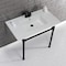 Fauceture KVPB37227W40 37-Inch Console Sink with Stainless Steel Legs (4-Inch, 3 Hole), White/Matte Black KVPB37227W40 - alternate 2